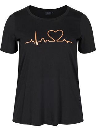T-shirt pyjama à manches courtes en coton, Black HEART COPPER, Packshot image number 0