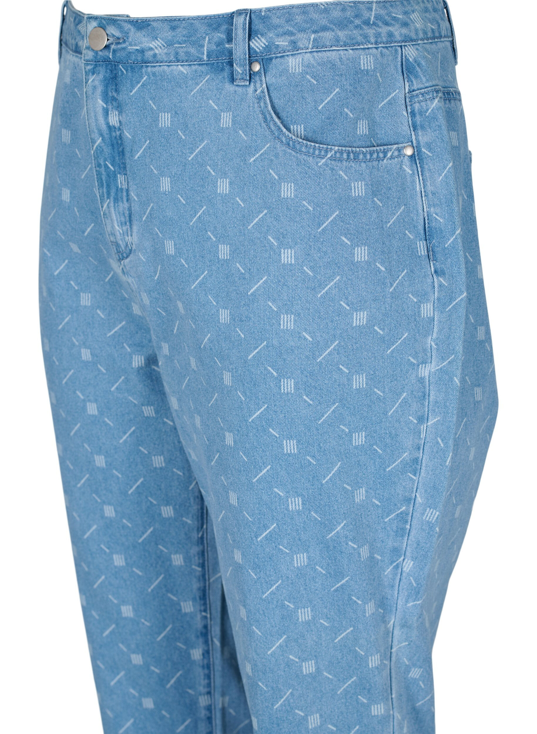 ZizziMille mom fit jeans met print, Light blue denim, Packshot image number 2