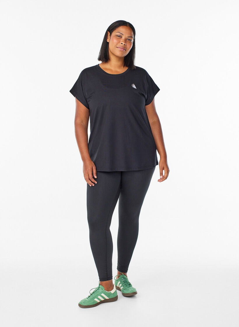 Effen gekleurd trainingsshirt, Zwart, Model