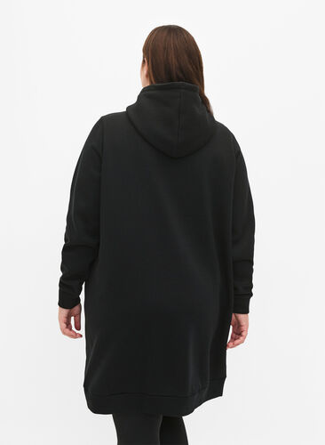 Robe pull de style sportif avec capuche, Black/Grey, Model image number 1