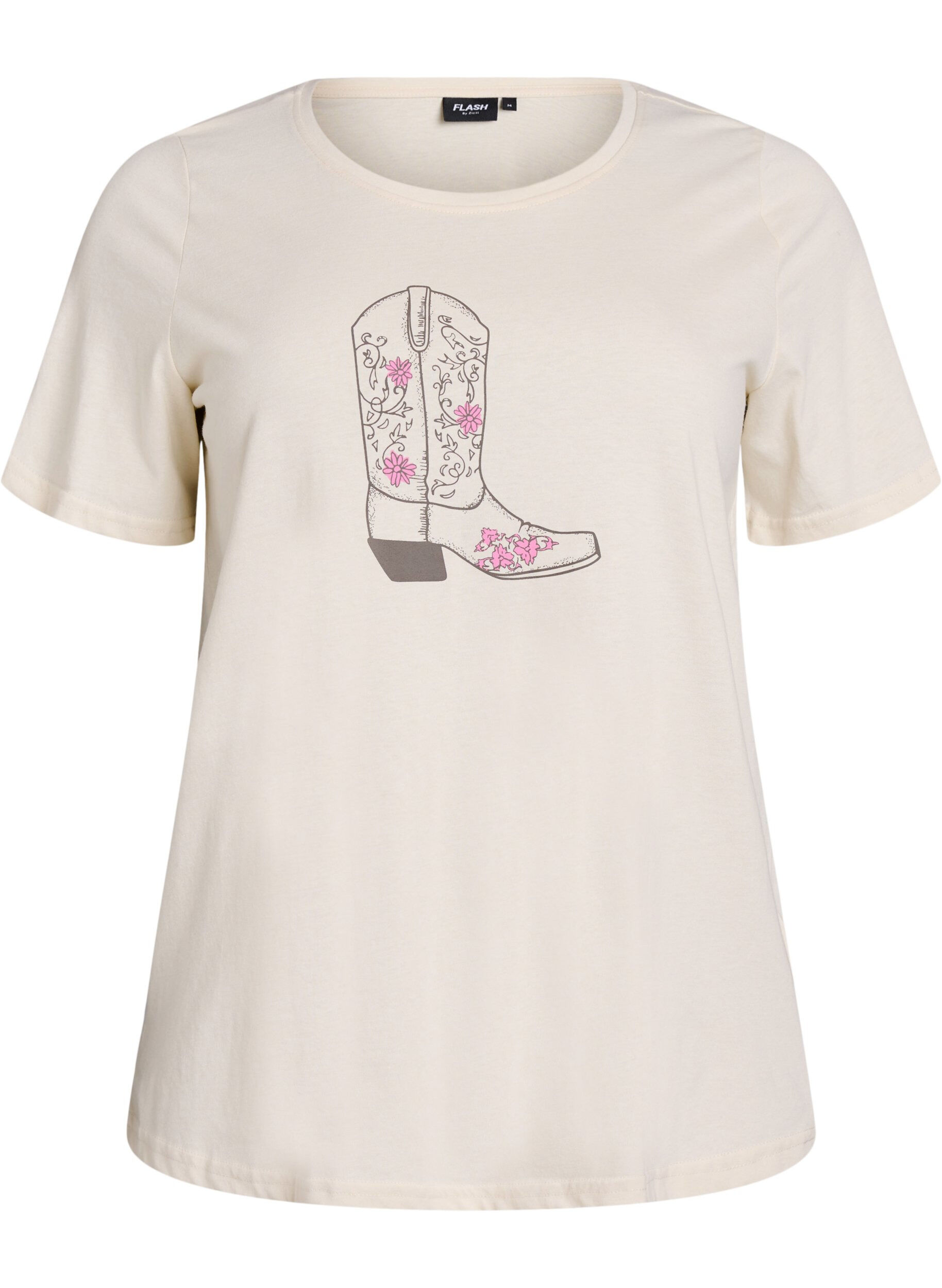 ZizziT-shirt met print, Vanille, Packshot image number 0