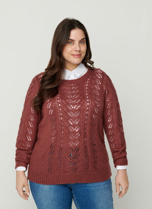 Gebreide blouse met vrouwelijk patroon, Wild Ginger, Model image number 0
