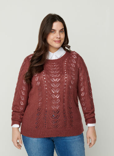 Gebreide blouse met vrouwelijk patroon, Wild Ginger, Model image number 0