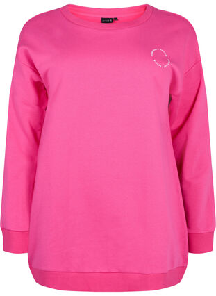 Sweat-shirt en coton avec imprimé, Fuchsia Purple, Packshot image number 0