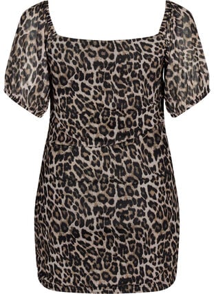 Korte jurk van mesh met luipaardprint, Leo, Packshot image number 1