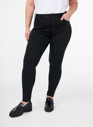Stay black Amy jeans met hoge taille, Black, Model image number 2