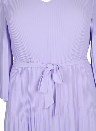 Geplooide jurk met 3/4 mouwen, Lavender, Packshot image number 2