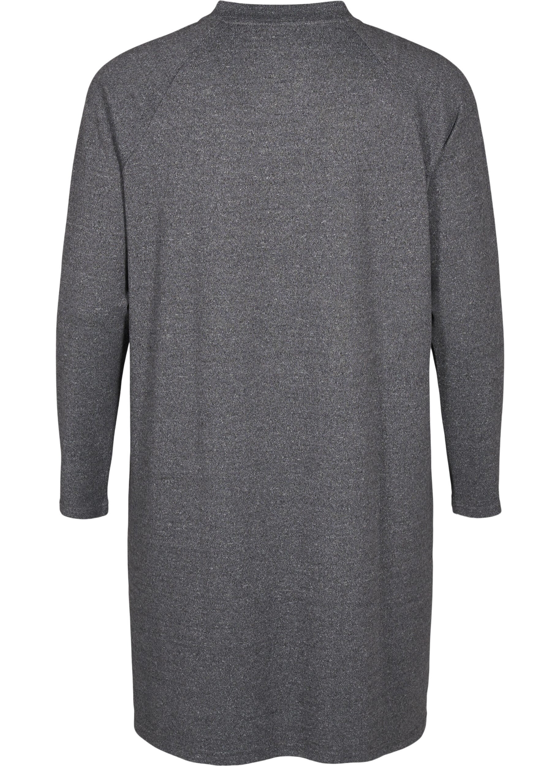 ZizziJersey jurk met knopen, Dark Grey Melange, Packshot image number 1