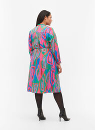 Robe cache-cœur imprimée à manches longues, Colorfull Art Print, Model