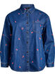 Denim shirt met geborduurde aardbeien, Blauw, Packshot image number 0