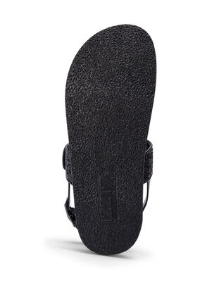 Sandale pied large à paillettes avec fermeture velcro, Black Glitter, Packshot image number 4