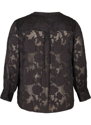 Transparante blouse met patroon, Black, Packshot image number 1