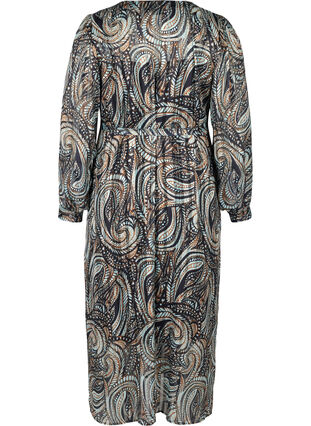 Maxi-jurk met paisley printen striksluiting, Black Paisley, Packshot image number 1