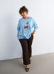 Blouse en maille avec motif de No&euml;l, Bleu Clair, Model image number 1