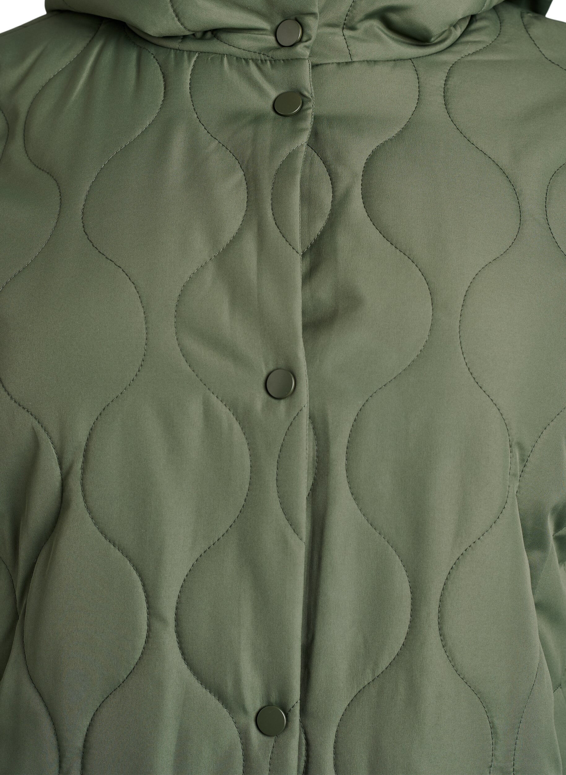ZizziHalflange gewatteerde jas met capuchon, Groen, Packshot image number 2
