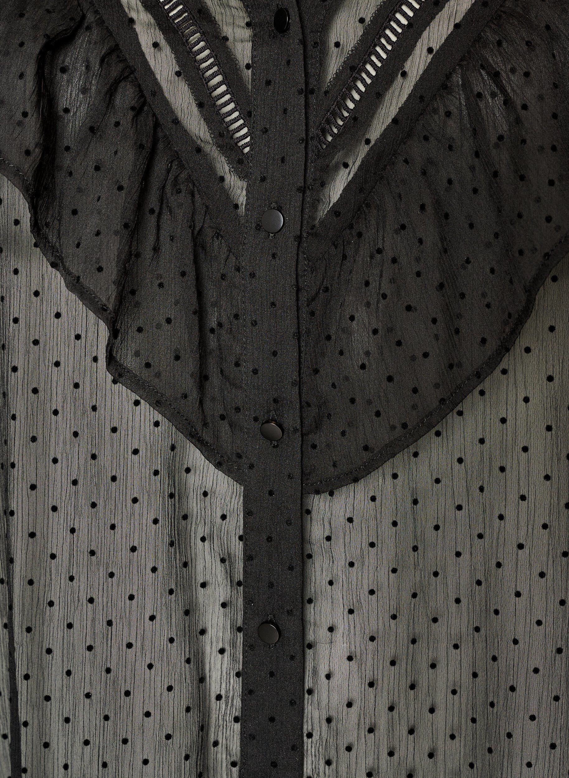 ZizziRobe midi en tissu l&eacute;ger et vaporeux &agrave; pois, avec des volants, Noir, Packshot image number 2