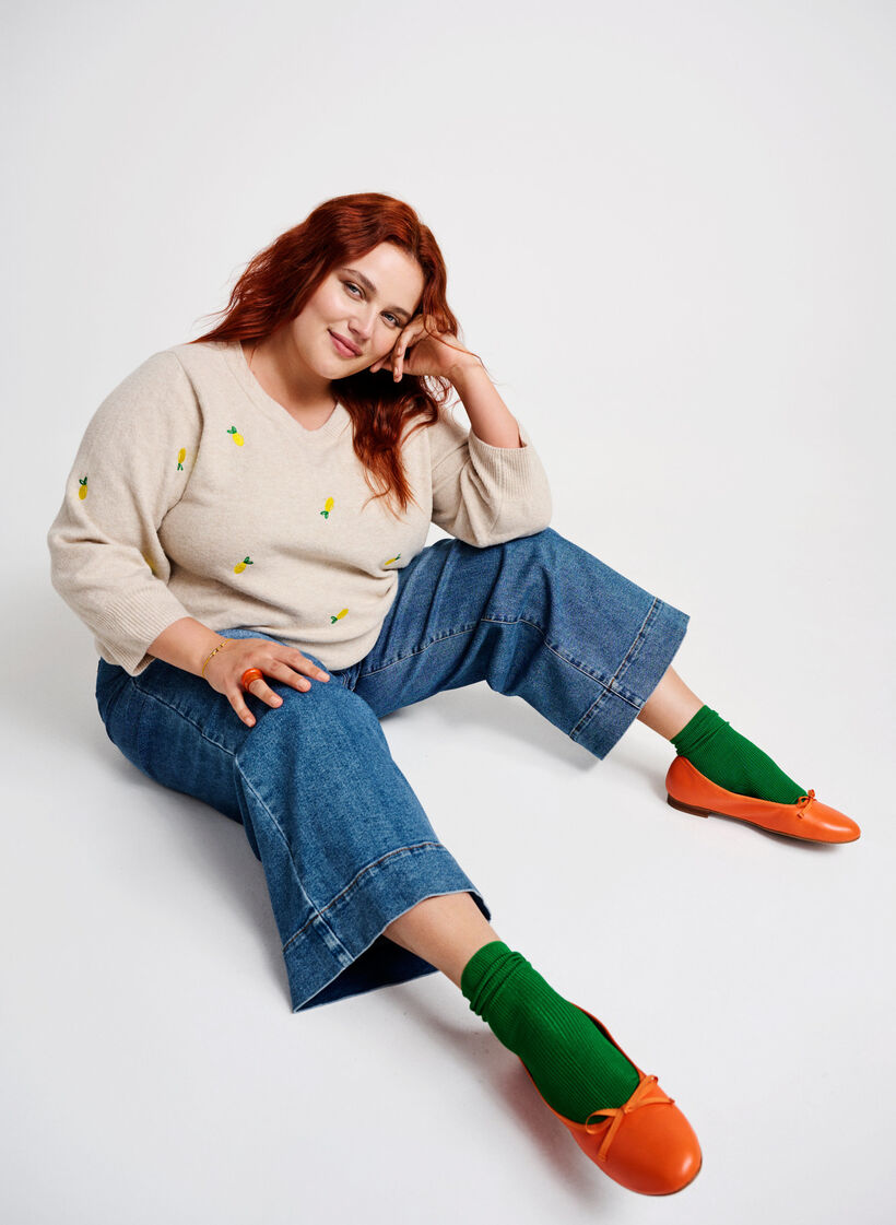 Chemisier en tricot à manches 3/4 avec des citrons, P. Stone Mel. Lemon, Image image number 0