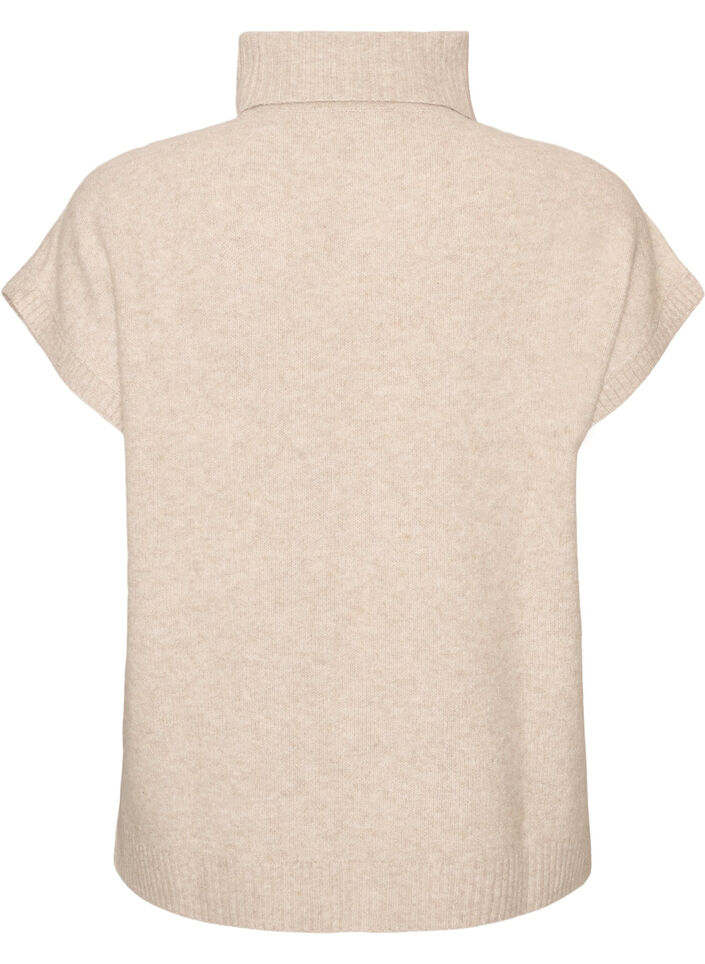 D&eacute;bardeur en maille torsad&eacute;e avec col roul&eacute;, Beige, Packshot image number 1