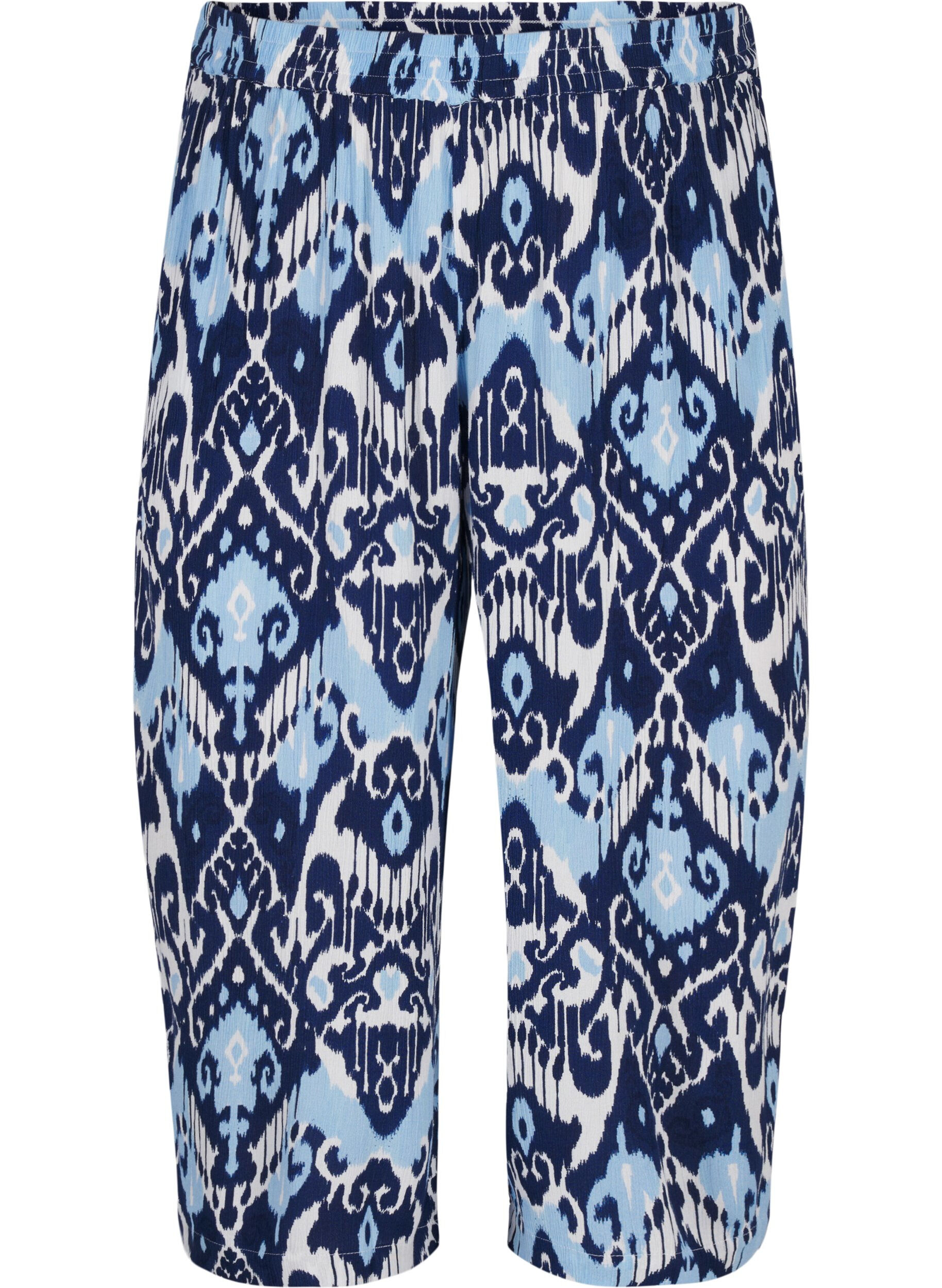 ZizziViscose culotte broek met print, Blue Ethnic AOP, Packshot image number 0