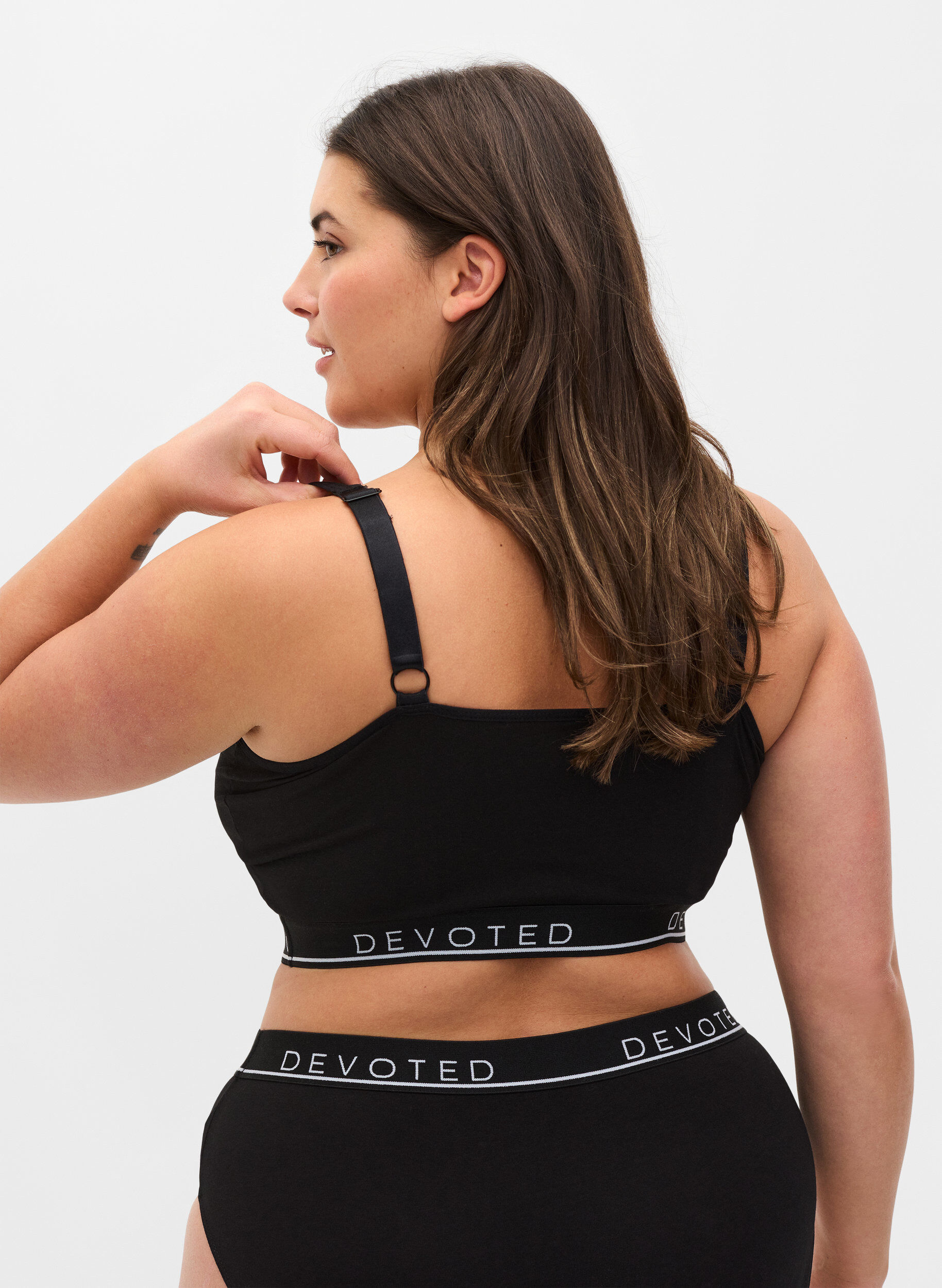 ZizziKatoenen beha met verstelbare bandjes, Zwart, Model image number 1