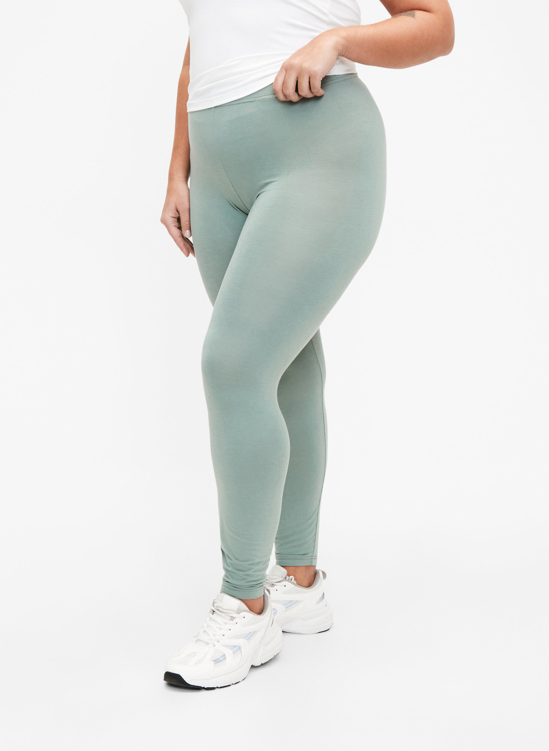 Zizzi Leggings basiques en viscose, Vert, Model image number 0