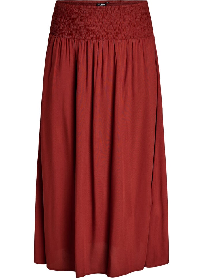 Viscose maxi-rok met smock, Rood, Packshot image number 0