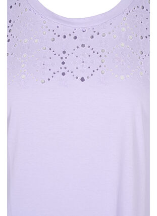 Los t-shirt met borduursel anglaise, Lavender, Packshot image number 2