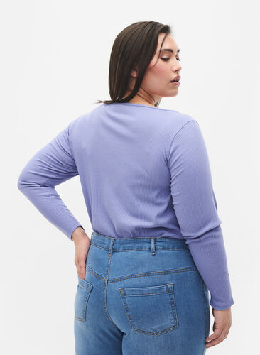 T-shirt à manches longues avec coupe asymétrique, Lavender Violet, Model image number 1