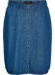 A-lijn denimrok met golvende knoopsluiting, Blauw, Packshot image number 0
