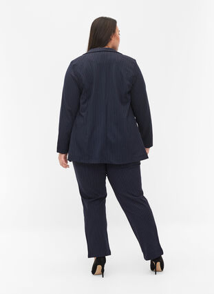 Pantalon à fines rayures à jambes droites, Navy Stripe, Model image number 1