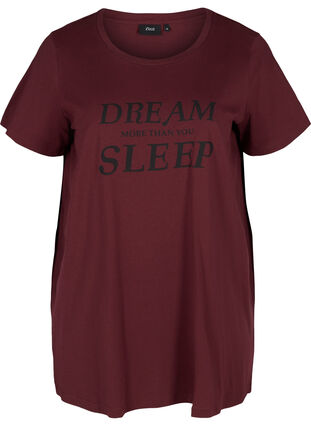 T-shirt de nuit surdimensionné en coton bio, Tawny Port, Packshot image number 0