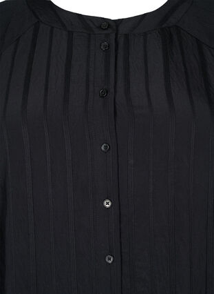 Chemise longue en viscose à structure rayée, Black, Packshot image number 2