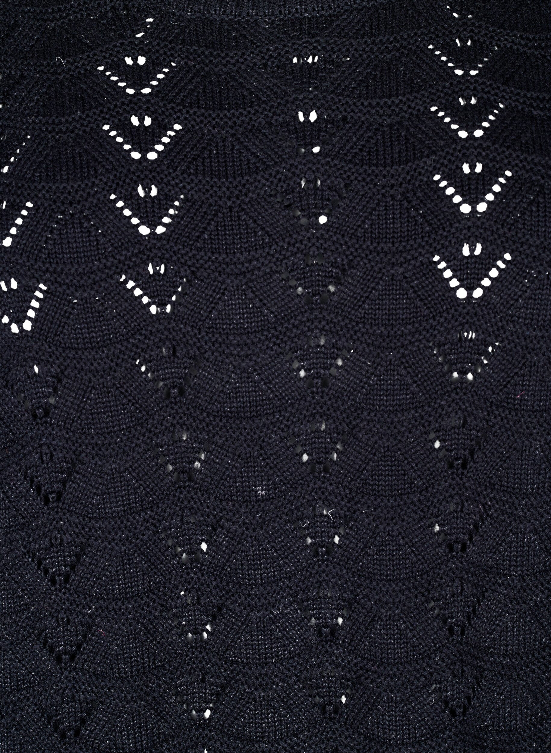 Zizzi Chemisier &agrave; manches longues en tricot avec motif ajour&eacute;, Black, Packshot image number 2