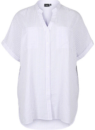 Chemise rayée avec poches de poitrine, White/LavenderStripe, Packshot image number 0