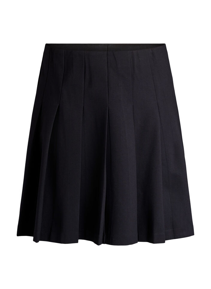 Jupe courte pliss&eacute;e &agrave; taille &eacute;lastique, Noir, Packshot image number 0