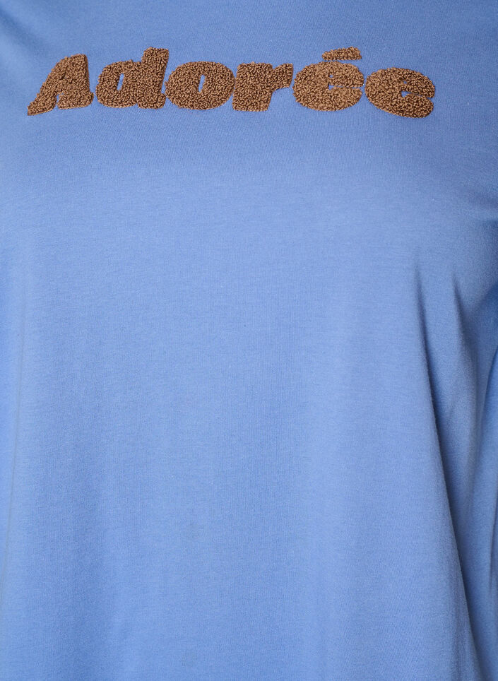 T-shirt en coton bio avec imprim&eacute; sur le devant, Bleu, Packshot image number 2