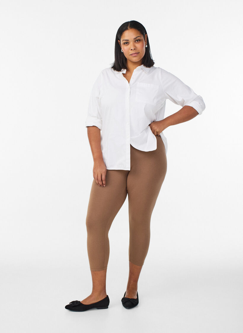 Basic 3/4 legging in viscose, Bruin, Model image number 1