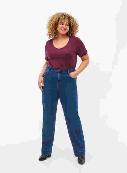 Regular fit Megan jeans met extra hoge taille