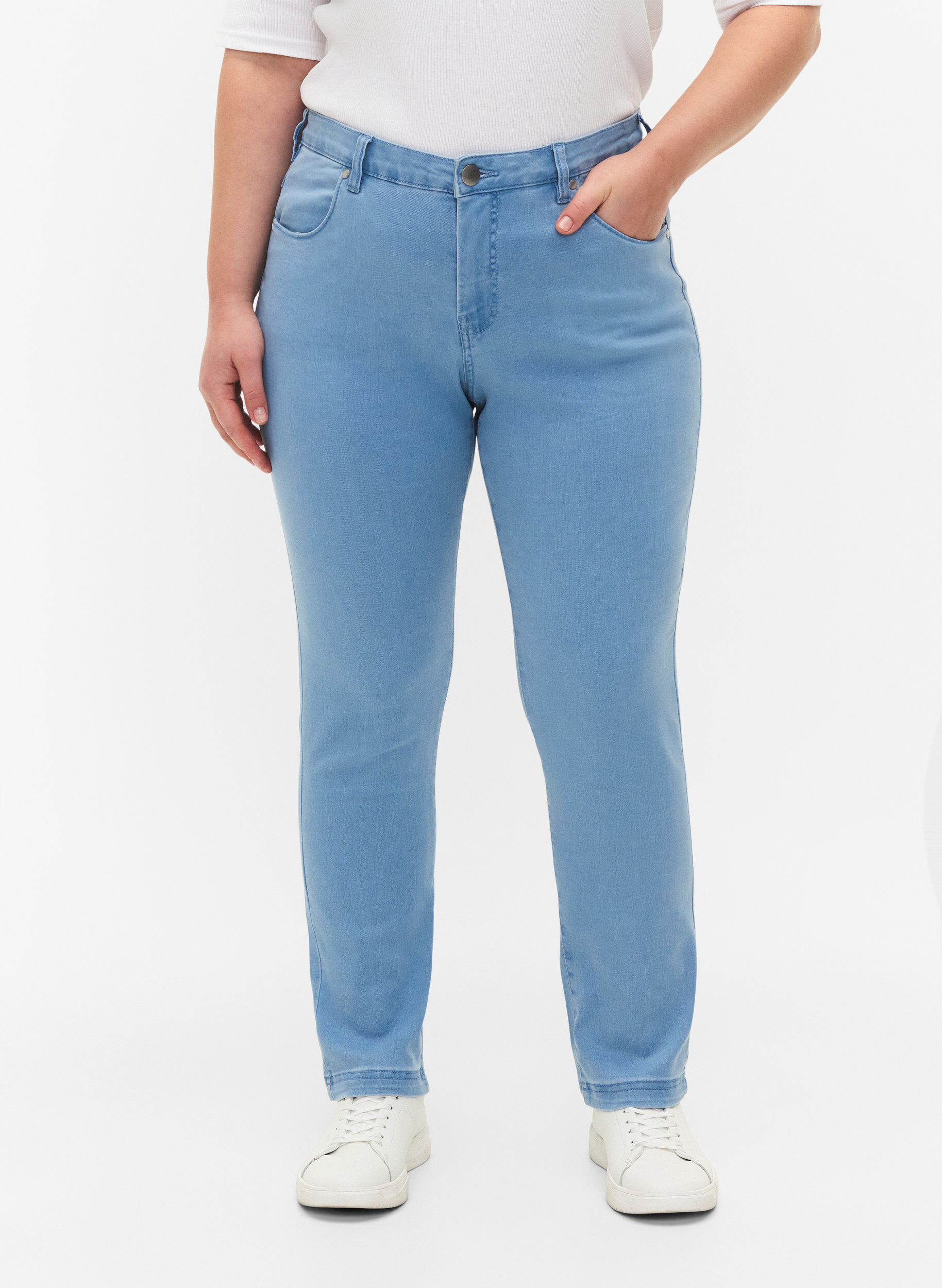 ZizziSlim fit Emily jeans met normale taille, Blauw, Model image number 2