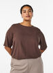 FLASH - Geweven blouse met korte mouwen en ronde hals, Bruin, Model image number 0