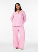 Losse seersucker-pyjamabroek met hoge taille, Roze, Model image number 0