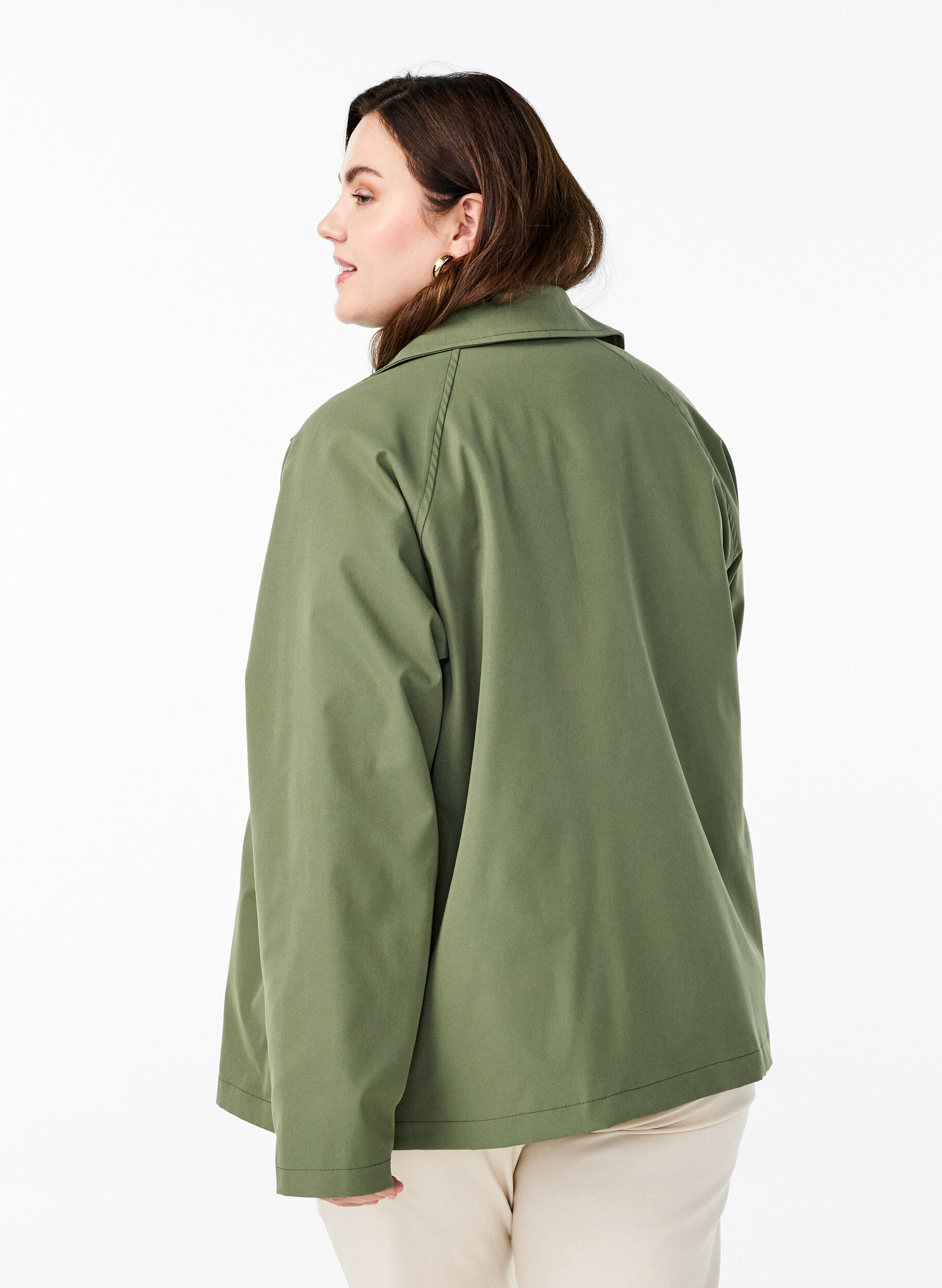 Zizzi Trench court avec poches, Vert fonc&eacute;, Model image number 2