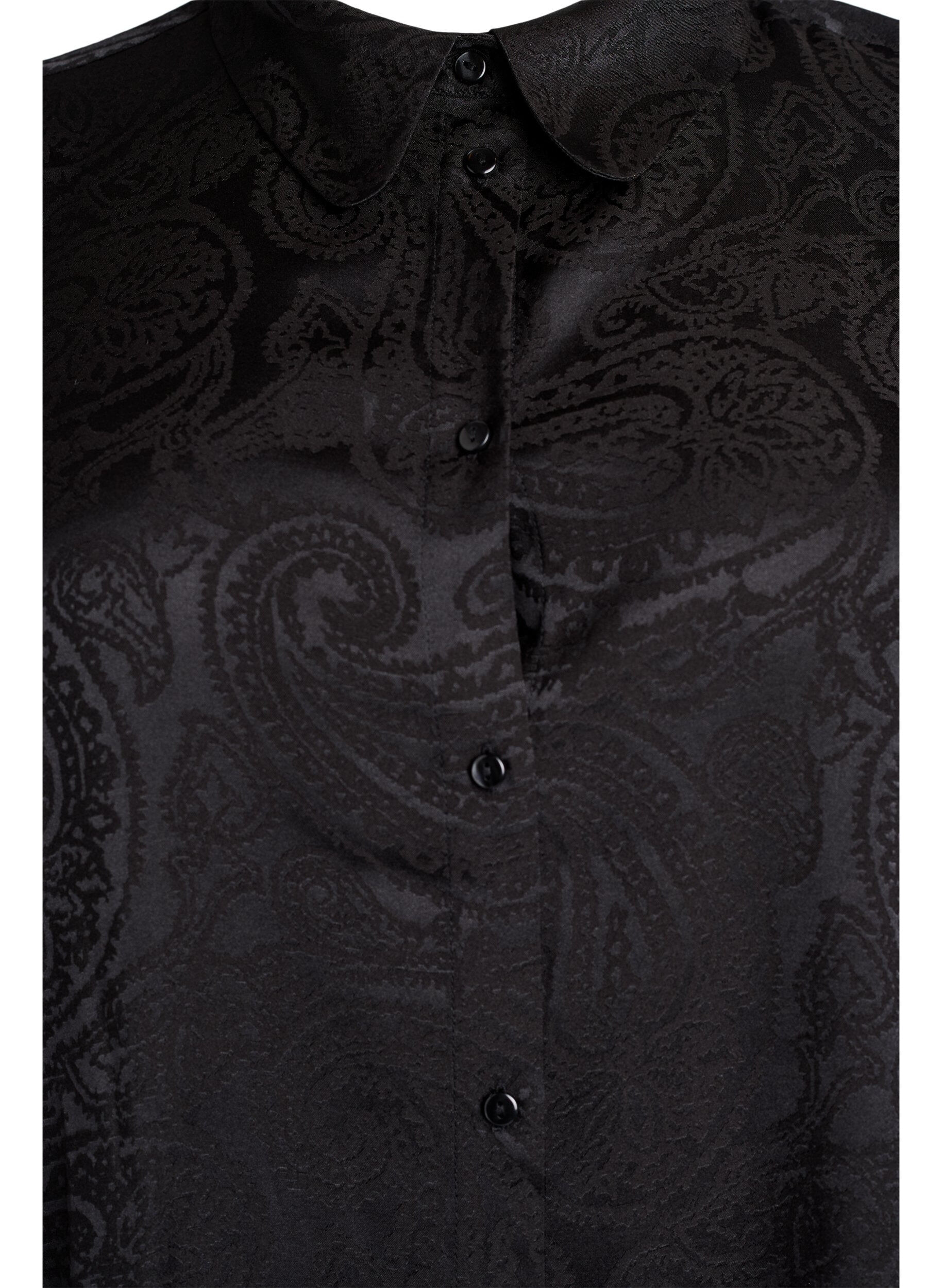 Zizzi Chemise &agrave; motif cachemire ton sur ton, Noir, Packshot image number 2