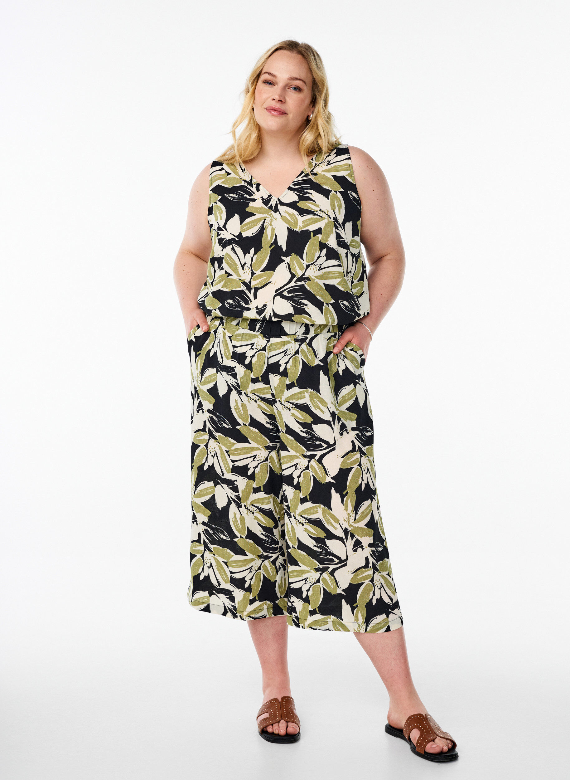 Culotte broek met print, , Model