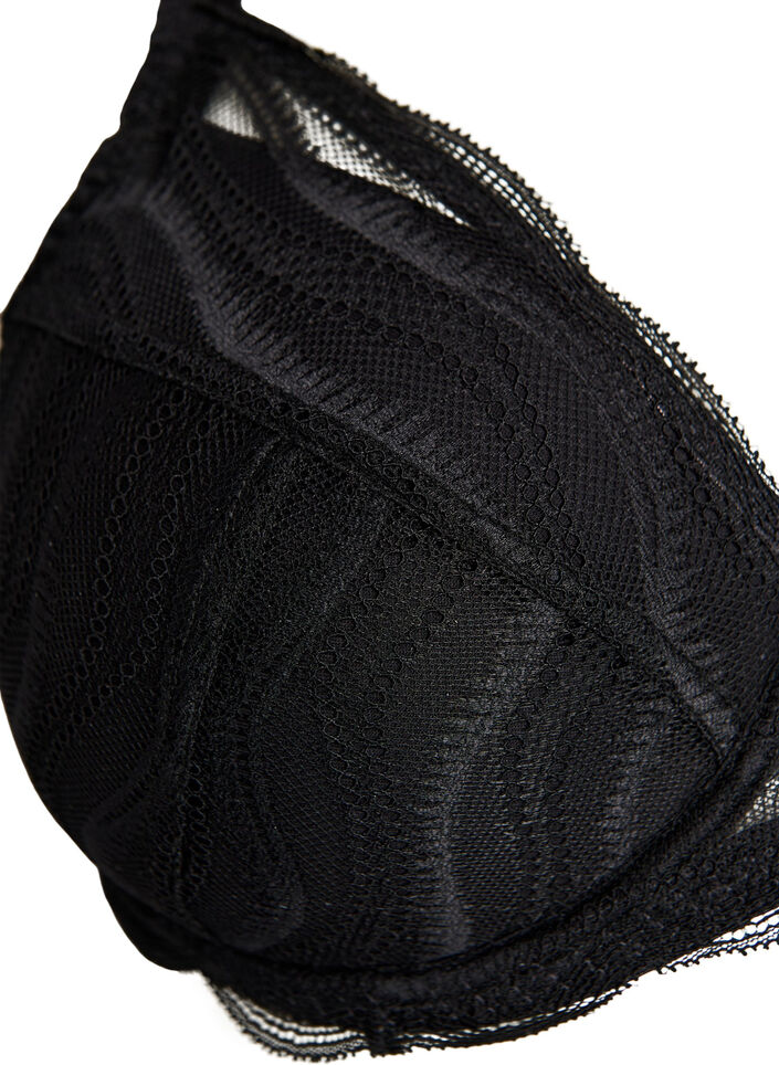 Gewatteerde bh met kanten details, Zwart, Packshot image number 2