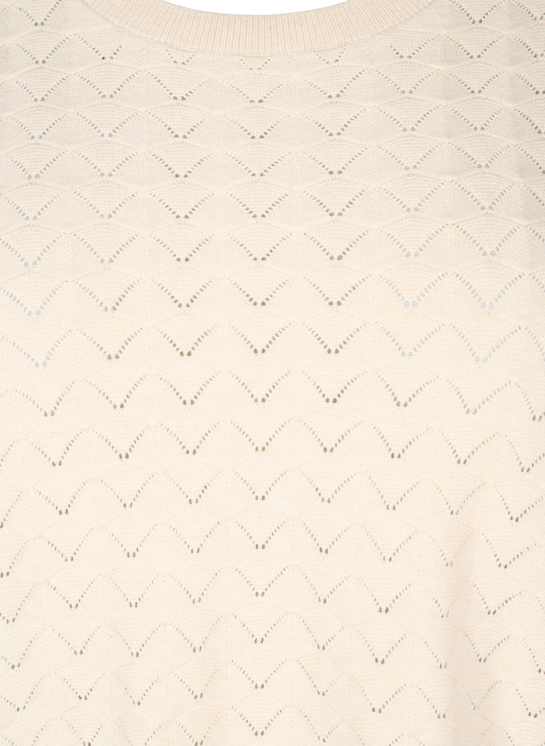 ZizziGebreide blouse met opengewerkt patroon en korte mouwen, Birch Mel., Packshot image number 2