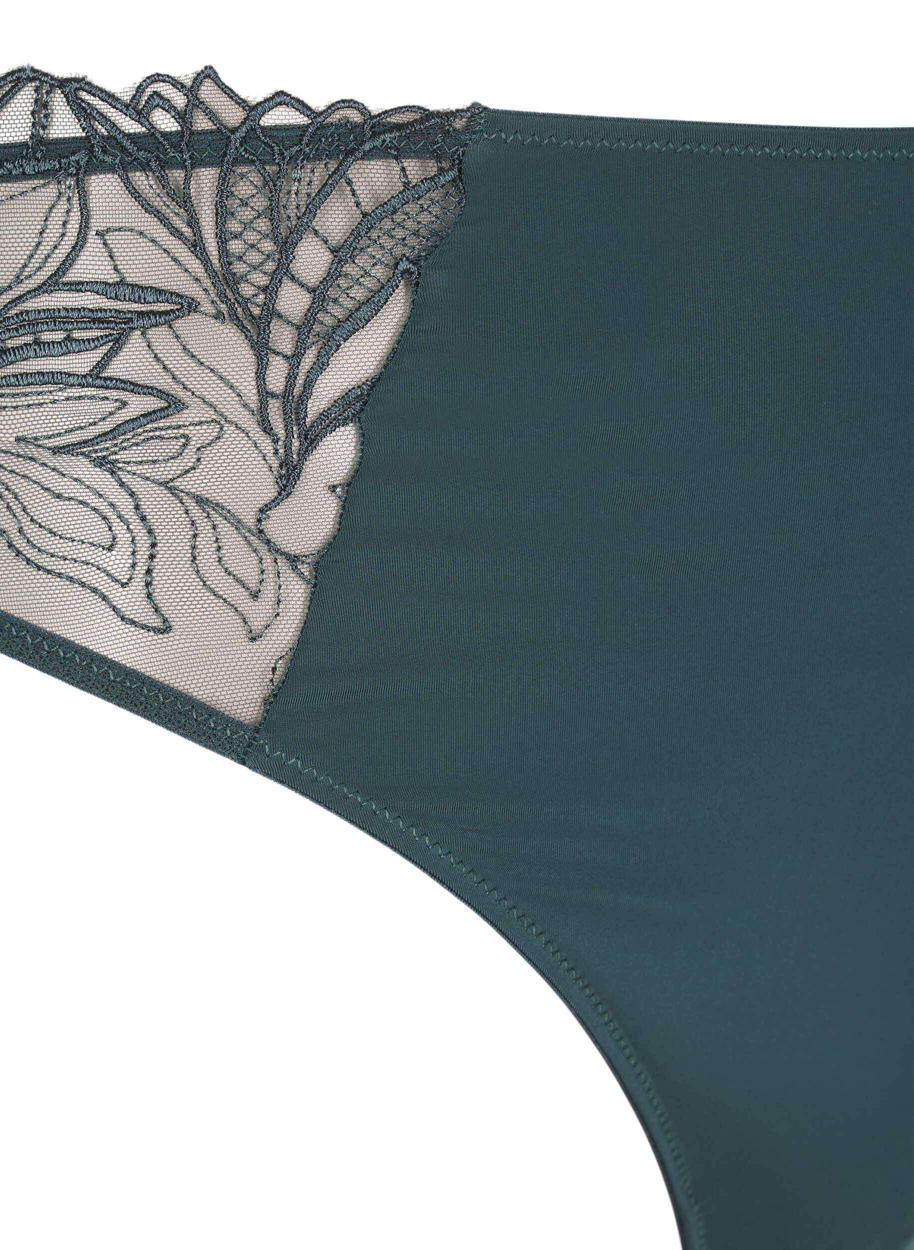 Zizzi String en microfibre avec dentelle, Vert fonc&eacute;, Packshot image number 2