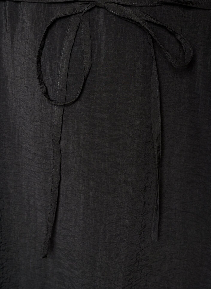 Robe longue avec manches papillon et taille &agrave; nouer, Noir, Packshot image number 3