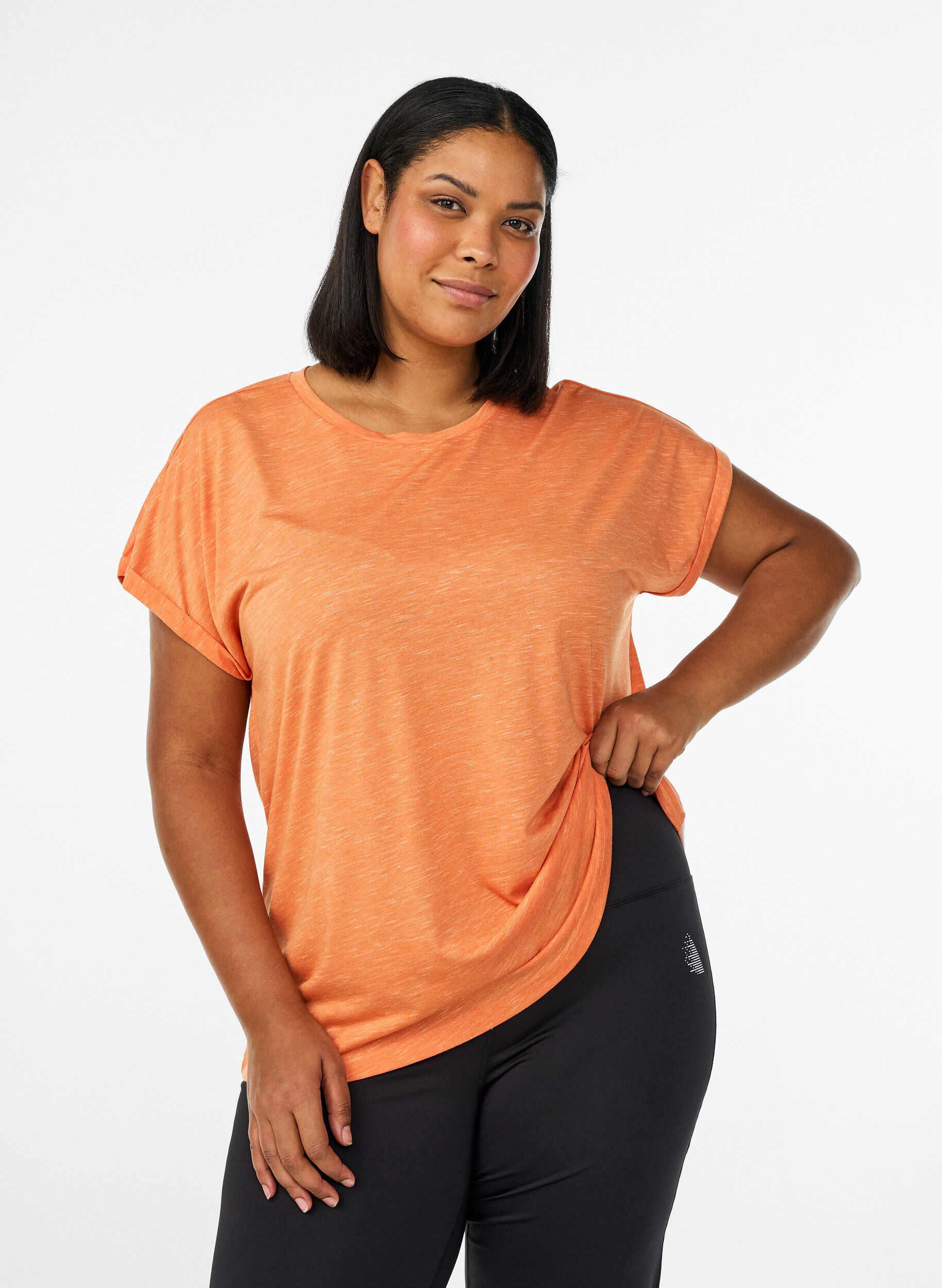 ZizziLosse workout T-shirt met korte mouwen, Oranje, Model image number 0
