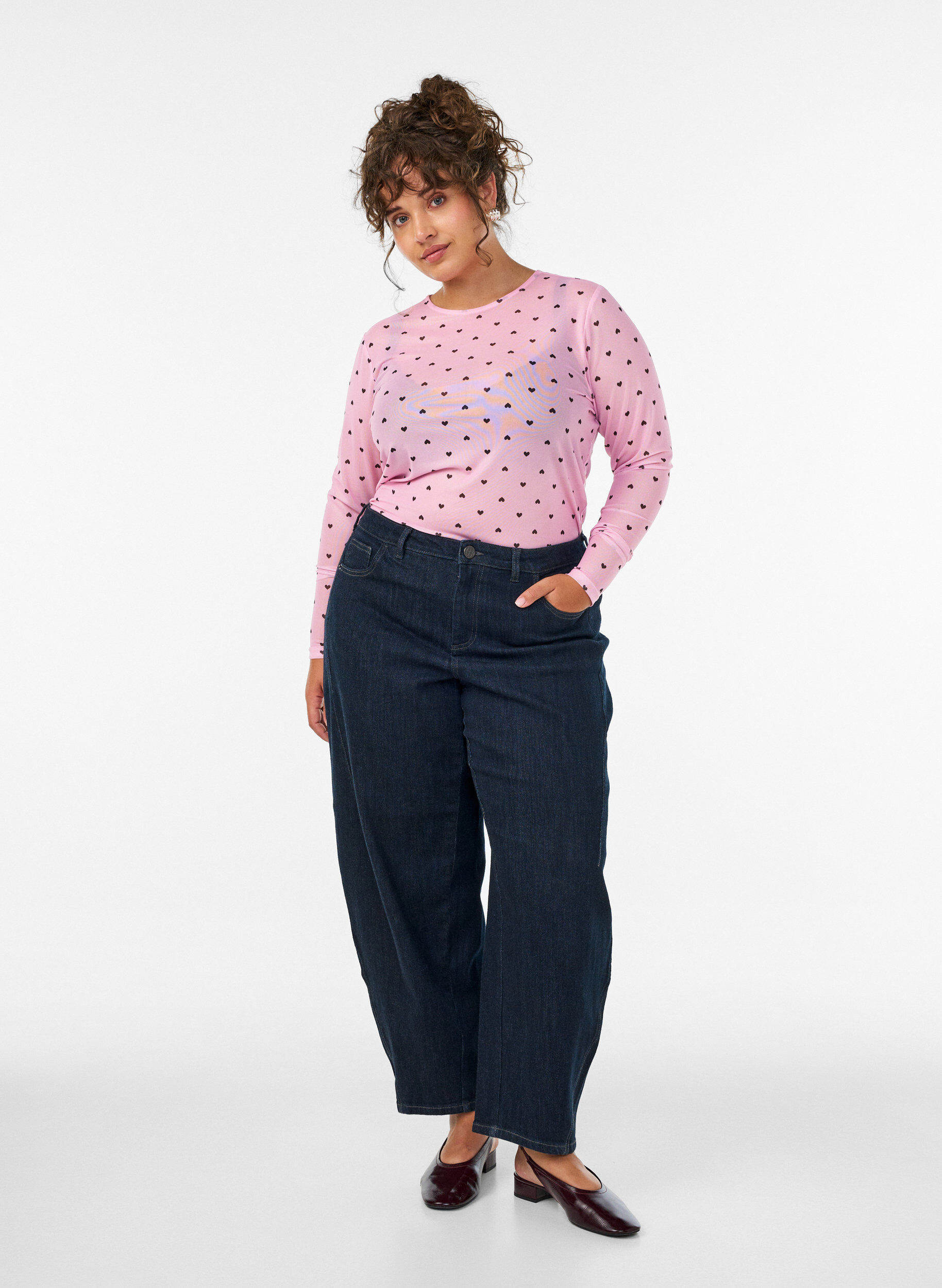 ZizziBlouse en maille avec imprim&eacute;, Rose, Model image number 1